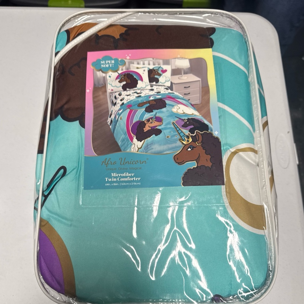 Afro Unicorn, Micro Fiber Twin Comforter, New in Package